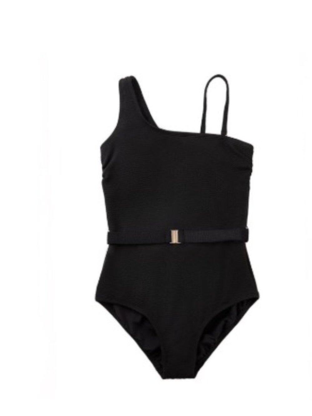 Loft Women's Asymmetrical Textured One-Piece Swimsuit Black Multiple Sizes